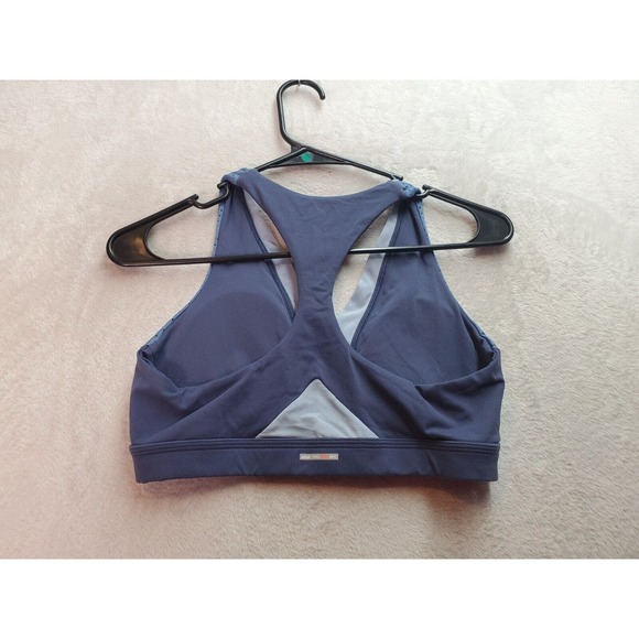 Aerie Sports Bra Womens Medium Blue Mesh Polyester Cross Back Wide Straps V Neck - Picture 2 of 4